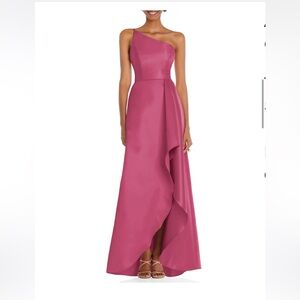 Alfred Sung one shoulder gown in tea rose